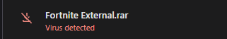 Browser download showing Virus detected on Fortnite External.rar